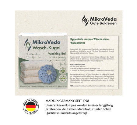 MikroVeda Waschkugel mit Mikroorganismen - KeramikChemiefrei und umweltfreundlich Waschen


MikroVeda Waschkugel mit MikroVeda Keramik-Pipes







Hygienisch saubere Wäsche ohne chemische Waschmittel - und ganz neb