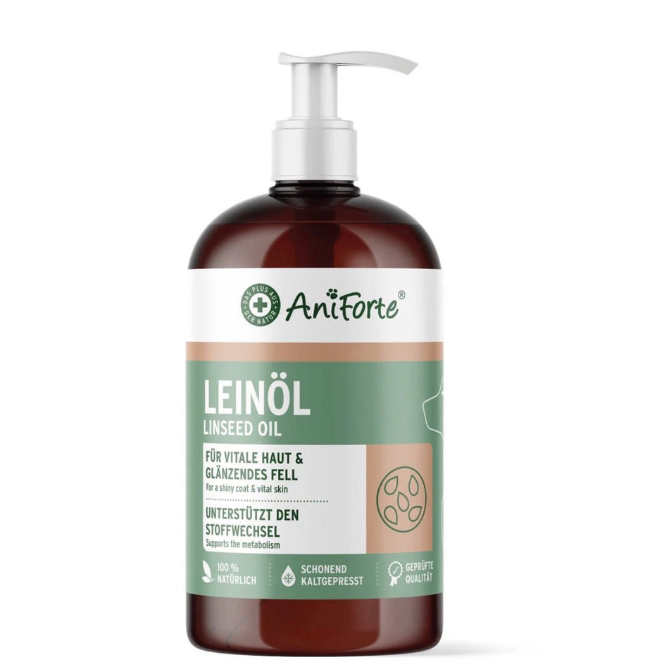 Leinöl in nativer kaltgepresster Qualität für Tiere - 500ml