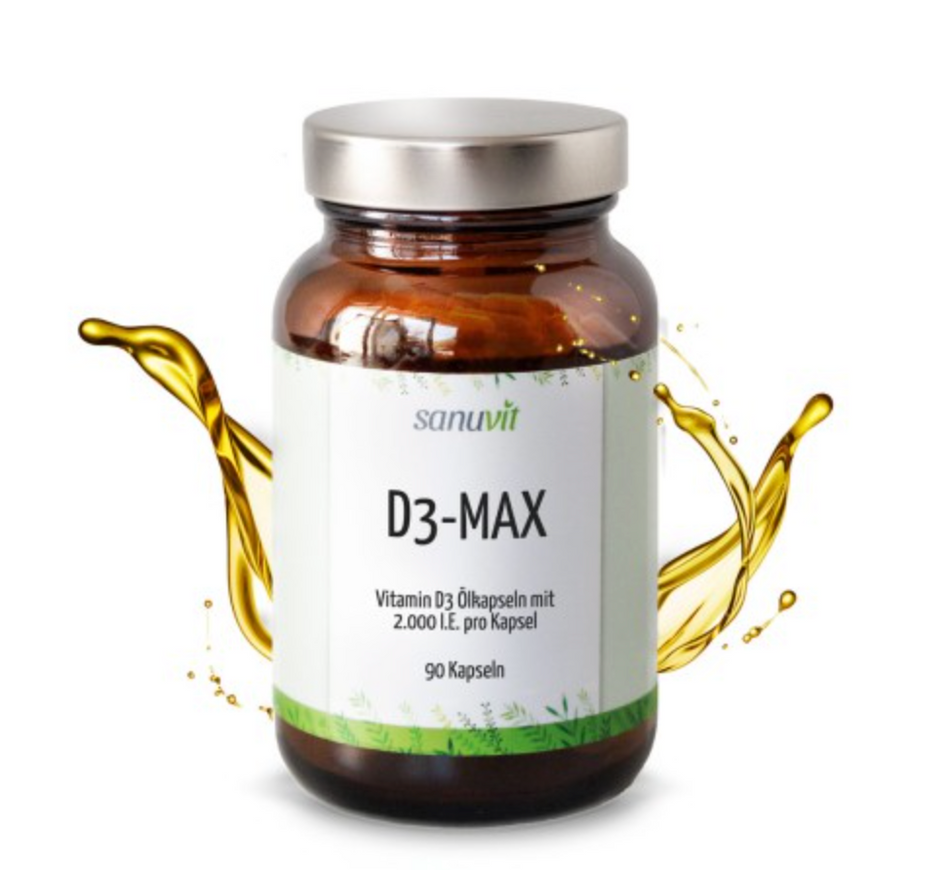 Sanuvit Vitamin D3 Max 2000 I.E  mit Mariendistelöl und Lecithin - 90 Kapseln