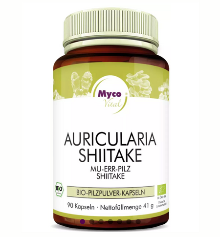 Auricularia–Shiitake Bio-Pilzpulver-Kapseln mit Mu-Err-Pilz und Shiitake aus kontrolliert biologischem Anbau