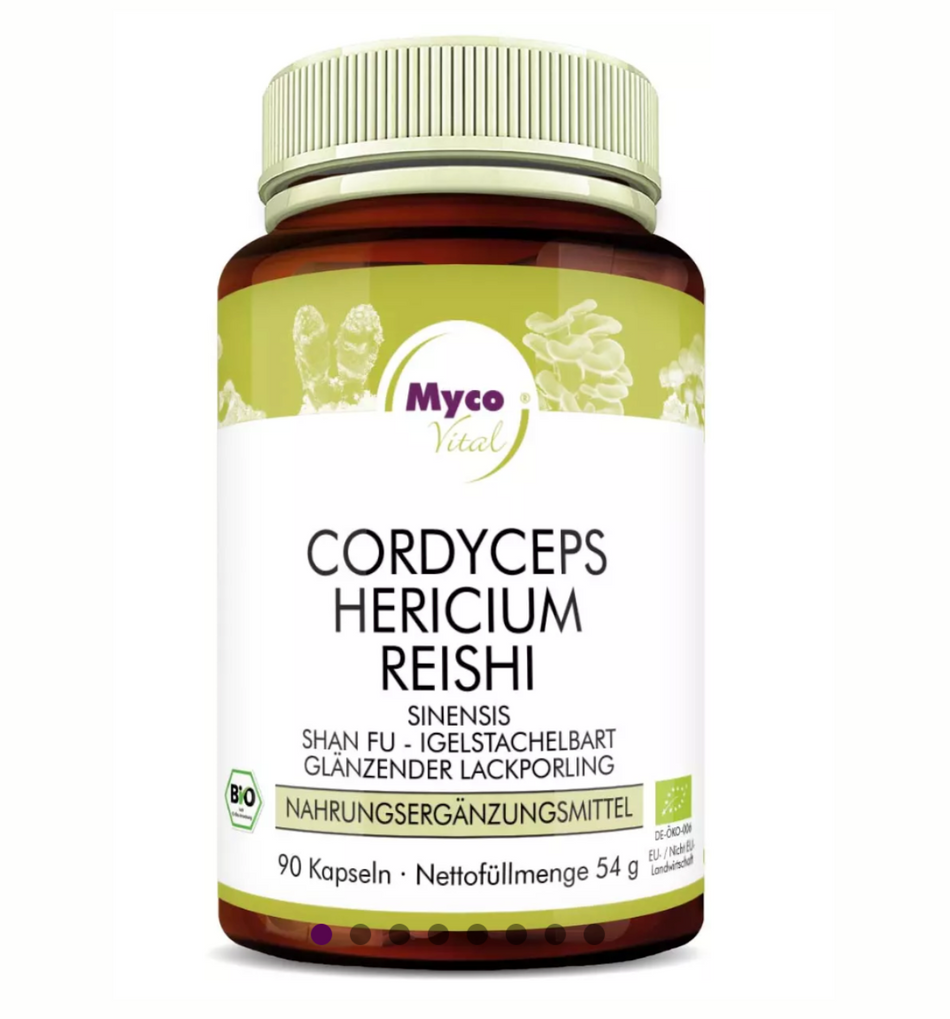 Cordyceps–Hericium–Reishi Bio-Pilzpulver-Kapseln mit drei Vitalpilzen aus kontrolliert biologischem Anbau
