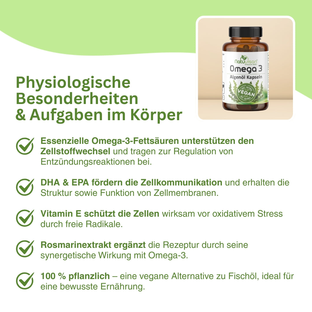 Veganes Omega 3 mit DHA und EPA für Herz und Gehirn