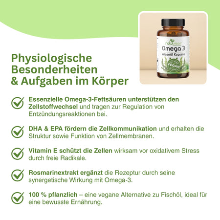 Veganes Omega 3 mit DHA und EPA für Herz und Gehirn