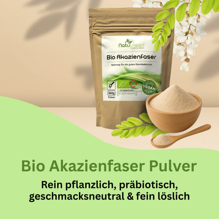 Akazienfaser Pulver in Wasser eingerührt