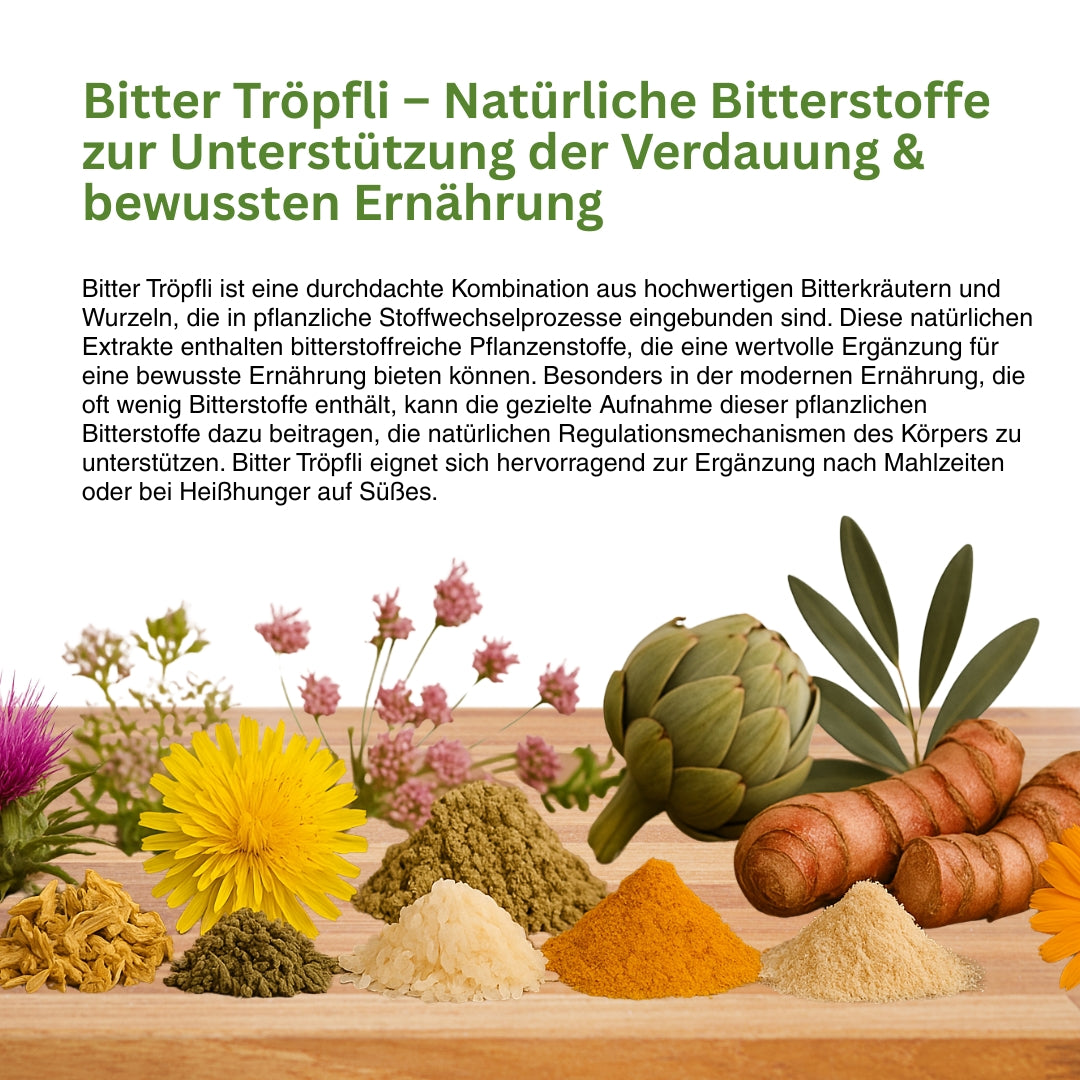 Bitter Tröpfli Tropfen Anwendung vor oder nach dem Essen