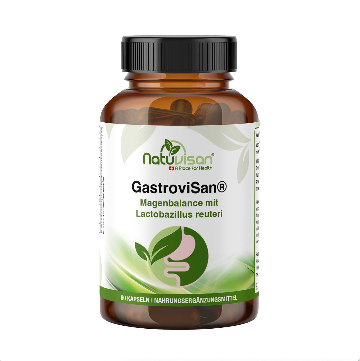 Alt-Text:
GastroVisan Magenbalance Kapseln mit Probiotika für Darmflora und Verdauung