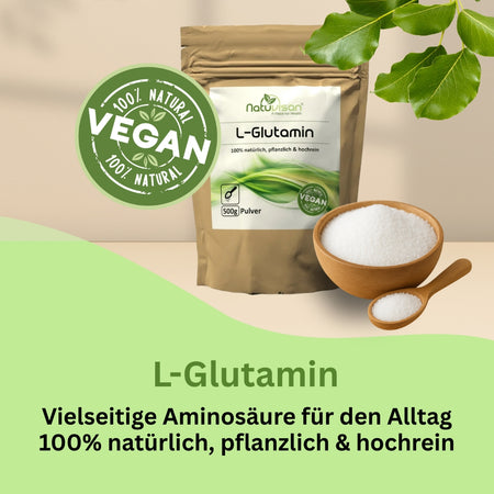 L-Glutamin Pulver in Wasser eingerührt