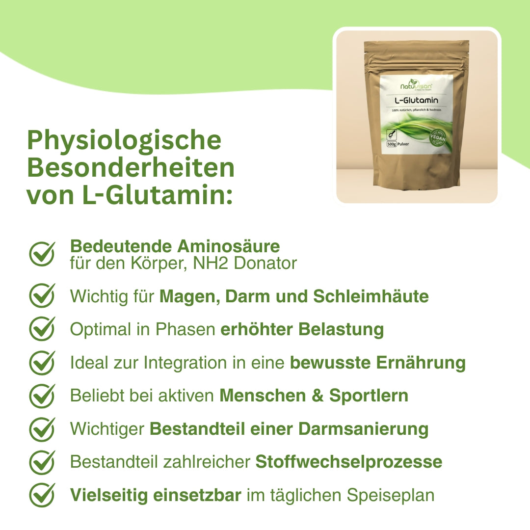 Feines L-Glutamin Pulver im Löffel