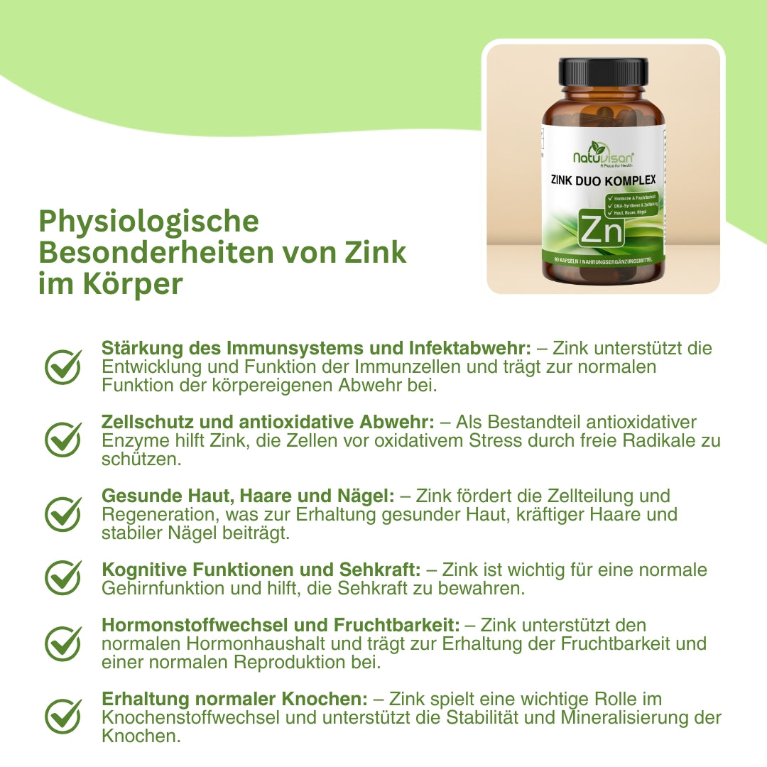 Zink Duo Komplex mit 5,3 mg Zink pro Kapsel