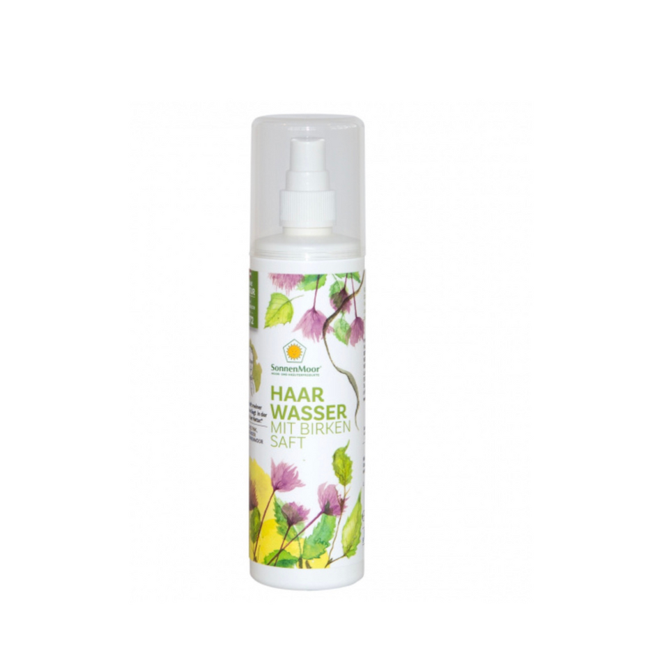 Flasche SonnenMoor Haarwasser – 200 ml in einer praktischen Flasche, die natürliche Inhaltsstoffe zur Stärkung und Pflege der Kopfhaut und Haare betont.