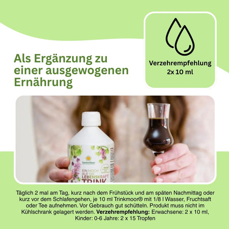 Natürliches Moortrinkpräparat mit Huminsäuren – lindert Blähungen und Völlegefühl, fördert die Verdauung und stabilisiert die Darmflora.