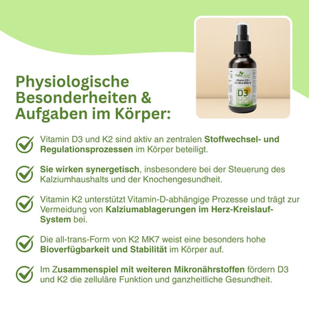 Natuvisan Vitamin D3 K2 für normalen Calciumstoffwechsel