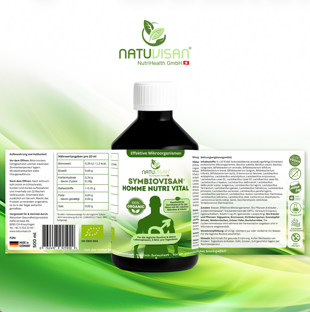 Fermentierte Pflanzen und Mikroorganismen in Symbiovisan Homme Nutri Vital